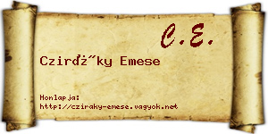 Cziráky Emese névjegykártya