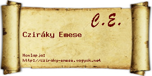 Cziráky Emese névjegykártya